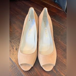 Anne Klein Opened Toe Suede Heels